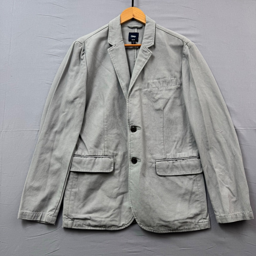 Gap Mens Blazer Sport Coat Light Gray Cotton Canvas Two Button Casual Size S